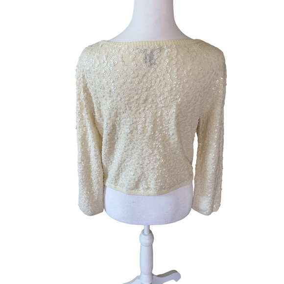 H&M Sequin Cardigan, Off White, Size M. Hook at top. Perfect for the holiday’s - Picture 7 of 10
